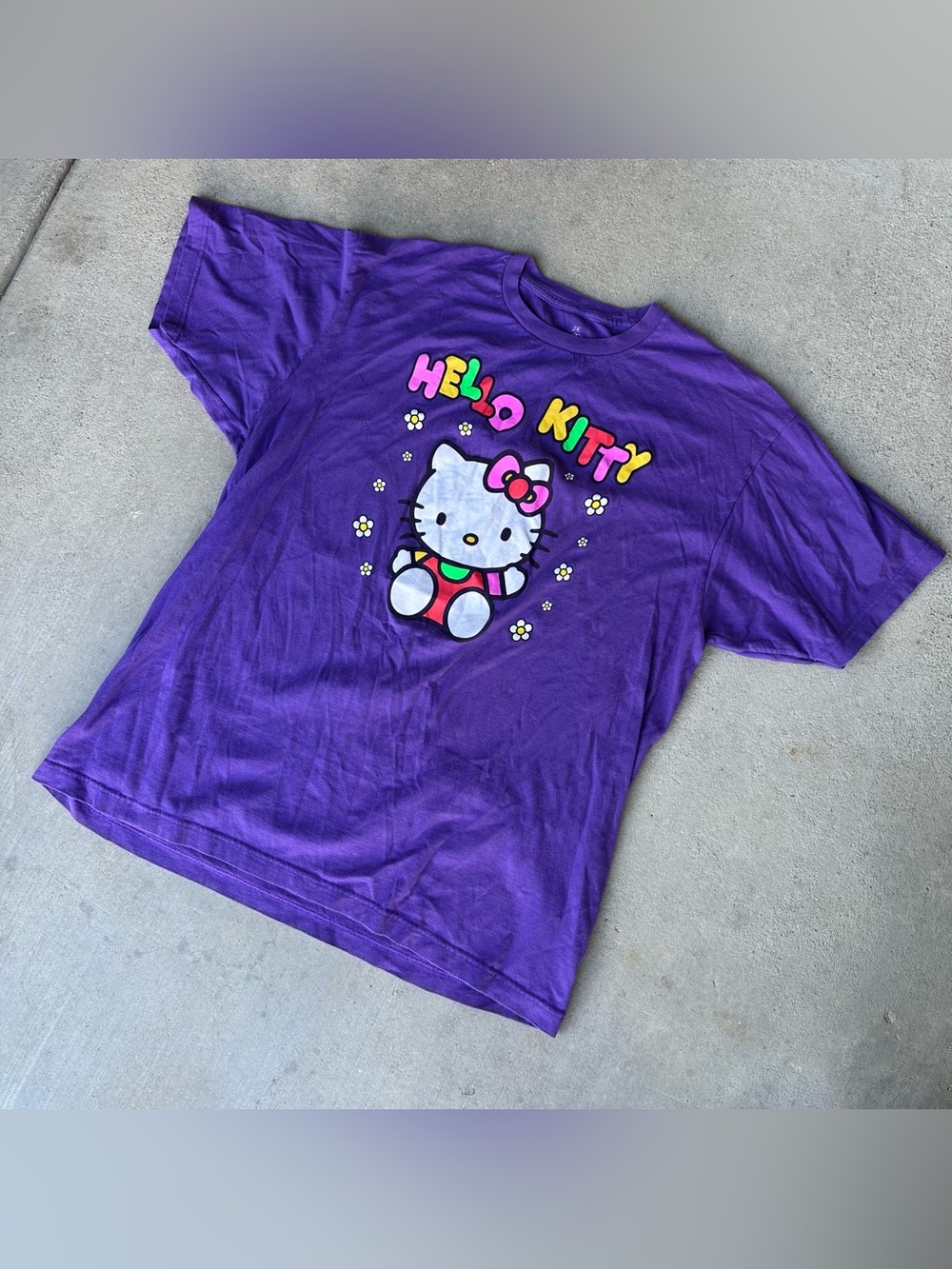 Hello Kitty Purple Short Sleeve Tee with Colorful Graphic